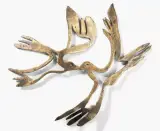 Meeting (Birds with Hole) by Menashe Kadishman, bronze, sold Dec 2023