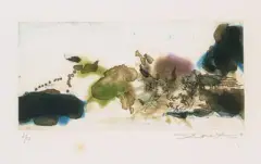 L'étang by Zao Wou-ki, 1972, color aquatint, sold Dec 2023