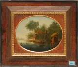 Flusslandschaft mit Fischerboot by Holland, 18.Jh., oil on copper, sold Dec 2023