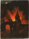 Feuersbrunst by Georg Trautmann, oil on panel, sold Dec 2023