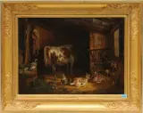 Im Stall by Benno Adam, 1845, oil on board, sold Dec 2023