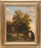 Beim Friedhof by Julius Kornbeck, oil on canvas, sold Dec 2023