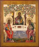 Russisch, um 1800 by Die drei Vorväter im Paradies, tempera, sold Dec 2023