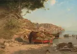 Küstenlandschaft bei Positano by Édouard Mentha, oil on canvas, offered Dec 2023