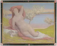 L'éveil" (Allegorie des Frühlings) by Alexandre Perrier, 1902, oil, offered Dec 2023