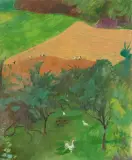 Landschaft mit Hühnern by Cuno Amiet, 1939, oil on canvas, offered Dec 2023
