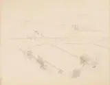 Paysage by Michel Dousse, 1980, pencil, offered Dec 2023