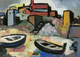 Boote am Ufer by Carl Walter Liner, 1954, gouache, sold Dec 2023