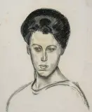 Portrait der Gertrud Dübi-Müller by Cuno Amiet, charcoal, sold Dec 2023