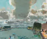 Blick über die Seine by Rudolf Zender, 1974, oil on canvas, sold Dec 2023
