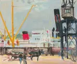 Weisse Dampfer by Rudolf Zender, 1955, oil on canvas, sold Dec 2023