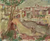Seine-Kanal by Adolf Herbst, oil on board, sold Dec 2023