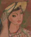 Femme au chapeau by Adolf Herbst, oil on canvas, sold Dec 2023