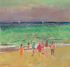 Nach dem Bad - Cavalaire (Südfrankreich) by Henri Schmid, 1969, oil on canvas, sold Dec 2023