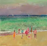 Nach dem Bad - Cavalaire (Südfrankreich) by Henri Schmid, 1969, oil on canvas, sold Dec 2023