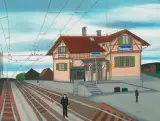 Bahnhof Wiesendangen by Willi Oertig, oil on canvas, sold Dec 2023