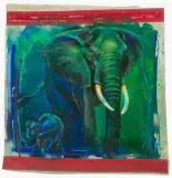 Elefantenkuh mit Kalb by Rolf Knie, 2002, mixed media, sold Dec 2023