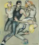Discotänzer (John Travolta) by Mario Comensoli, 1982, acrylic, sold Dec 2023