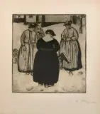 Autour d'une tombe by Edouard Vallet, 1909, aquatint, offered Dec 2023