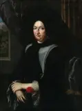 Umkreis Bildnis einer Dame mit Nelke und Brämihaube by Johannes Dünz, oil on canvas, sold Dec 2023