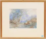 Waldlichtung mit Findlingen by Gustave Castan, watercolor, sold Dec 2023