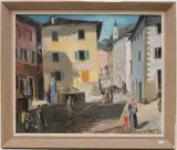 Dorfplatz mit Brunnen by Adrien Holy, oil on canvas, offered Dec 2023