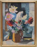 Stillleben mit Blumenstrauss by Adrien Holy, mixed media, sold Dec 2023