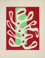 Algue blanche sur fond rouge et vert by Henri Matisse, 1947, pochoir, sold Sep 2026