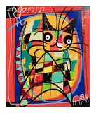 Chat Piaffe D'impatience (Cat paws impatiently) by Muriel Matt, acrylic on canvas, sold Jan 2023