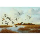 Untitled (Birds in Flight) by William Tyner, oil on canvas, sold Jul 2022