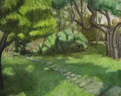 A Path Through the Forest by Robert Vonnoh, oil on canvas, sold Jul 2022