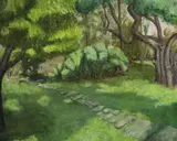 A Path Through the Forest by Robert Vonnoh, oil on canvas, sold Jul 2022
