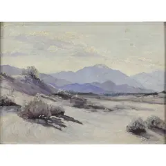 Untitled (Landscape) by John Hilton, oil on canvas board, sold Jul 2022