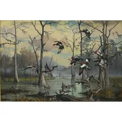 Winter Quarters - Widgeon by Harry Curieux Adamson, 1971, oil on board, sold Jul 2022