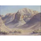 Untitled (Landscape with Bluff) by John Hilton, oil on canvas board, sold Jul 2022