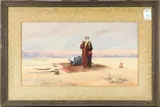 Bedouin at Prayer by Georg Fischhof, watercolor, sold Jul 2022