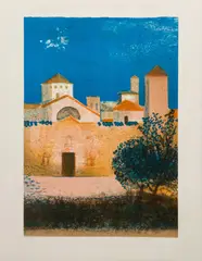 French Village by Pierre Bisiaux, lithograph in colors, sold Jul 2022