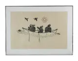 Women Boating by Agnes Nanogak, lithograph, sold Jan 2025