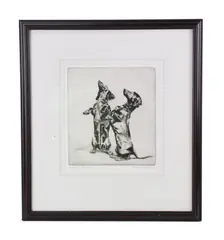 At Your Service by Diana Thorne, 1940, etching, sold Jan 2025