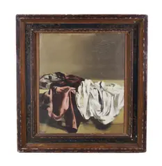 still life with fabric by Walter Stuempfig, oil on canvas, sold Jan 2025