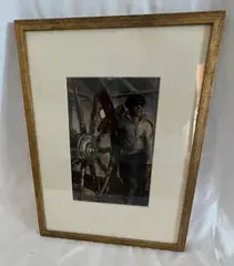 Man at Wheel by Otis Oldfield, watercolor on paper, sold Jan 2025