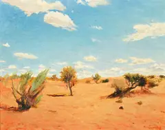 Arid Landscape by Walter Meyer, oil on canvas, sold Dec 2023