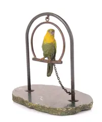 Untitled by Franz Bergman, circa 1920, bronze parrot on a swing, sold Dec 2023