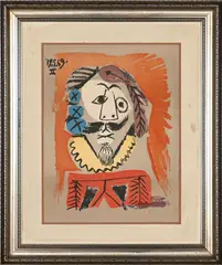 Portrait from the Imaginary Portraits Series by Pablo Picasso, lithograph, sold Dec 2023