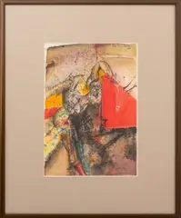 Abstract Composition by Moshe Castel, Watercolor and Ink on Card, sold Jun 2024