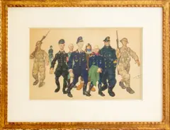 The Invaders by Arthur Szyk, 1941, Watercolor and Pencil on Paper, sold Jun 2024