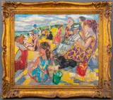 Sur la Plage" [On The Beach] by Emilio Grau Sala, 1958, Oil on Canvas, sold Jun 2024