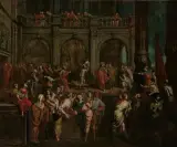 Nachfolger Heilung eines Gelähmten by Johann Heiss, oil on canvas, sold Sep 2023
