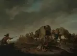 Nachfolger Überfall auf eine Kutsche by Marten Stoop, oil on panel, offered Sep 2023