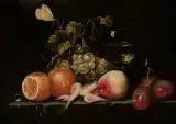 zugeschrieben Stillleben mit Obst und Meeresfrüchten by Alexander Coosemans, oil, sold Sep 2023